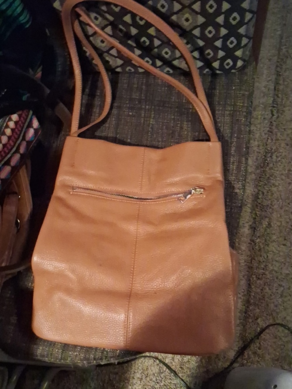 ✨ BEAUTIFUL GENUINE LEATHER TAN CROSSBODY PURSE – BOHO CHIC! ✨